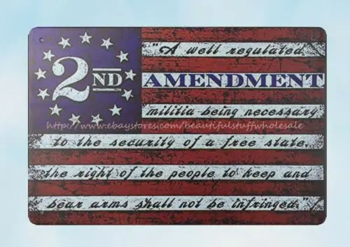 decorating house 2nd AMENDMENT American Flag metal tin sign