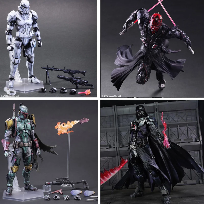 Star Wars Play Arts Darth Vader Maul Stormtrooper Boba Fett Action Figures Model Collection Toys