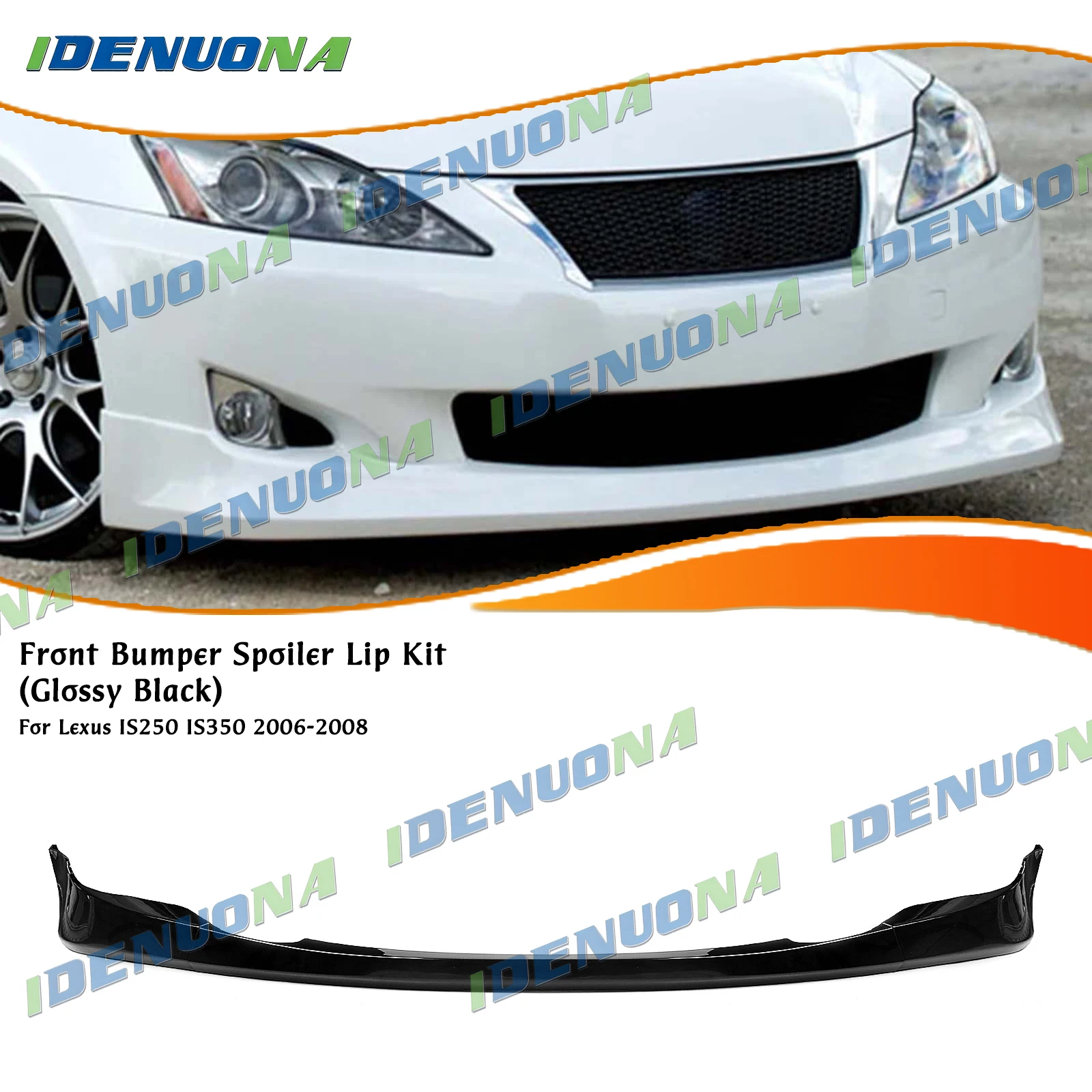 Glänzend Schwarze Frontstoßstangen-Spoilerlippe für Lexus IS250 IS350 2006-2008, Unterer Diffusor-Splitter, Schutzplatte, Karosserie-Kit