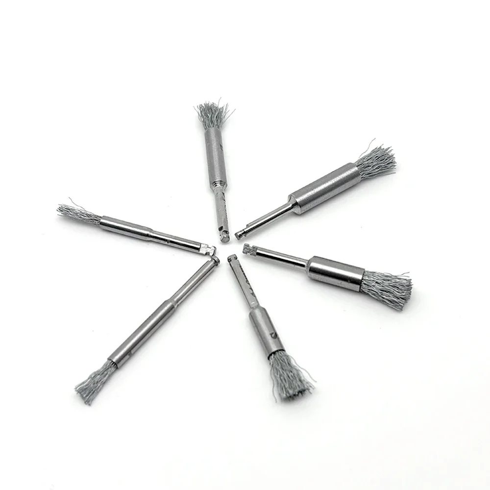 6PCS Sikat Gigi Titanium Berkualitas Tinggi untuk Dekbridemen Peri-Implantitis Pembersihan Permukaan Implan Dapat Diautoklaf