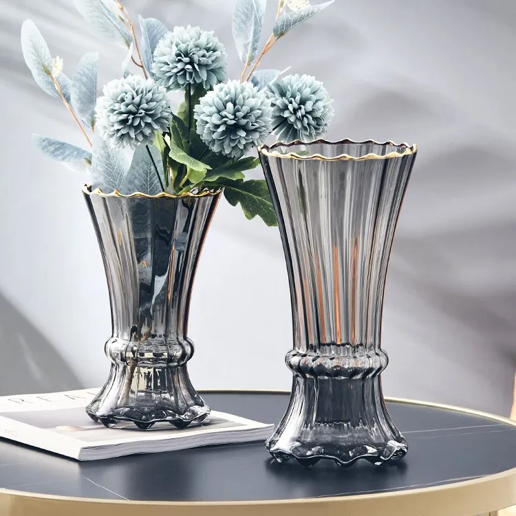 Nordic Light Luxury Original Color Transparent Glass Vase Water Nourished Tulip Vase Living Room Decoration
