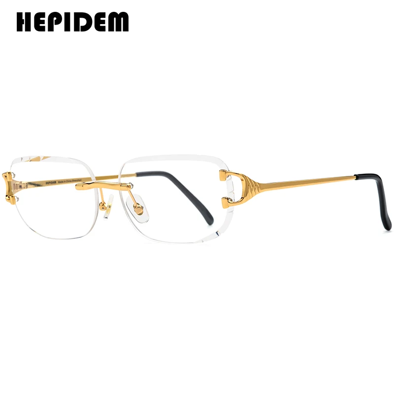 HEPIDEM Alloy Eyeglass Frame Men Luxury Brand Design Trimming Square Rimless Glasses Women High-Quality Frameless Eyewear 50274