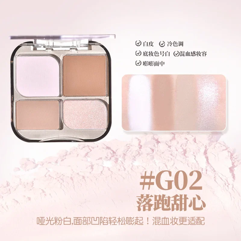 gogotales 4-color multi-function contouring palette matte highlight shadow face brightening blush eye shadow