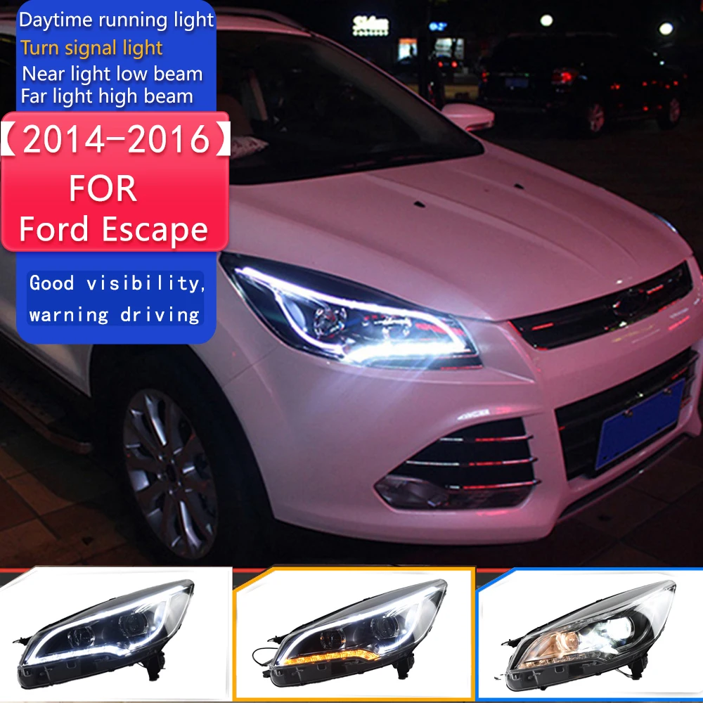 

Car Styling for Ford Escape Kuga 2014-2016 LED Headlight DRL Hid Head Lamp Angel Eye Bi Xenon Beam Accessories