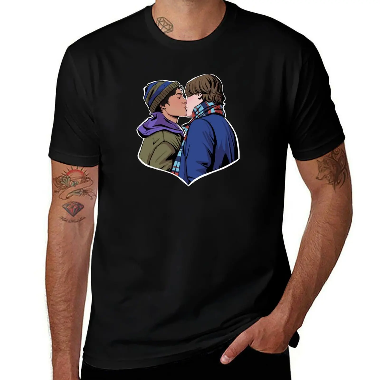 Wilhelm and Simon kissing Young Royals fanart T-Shirt Large Size Breathable Tee T-Shirt