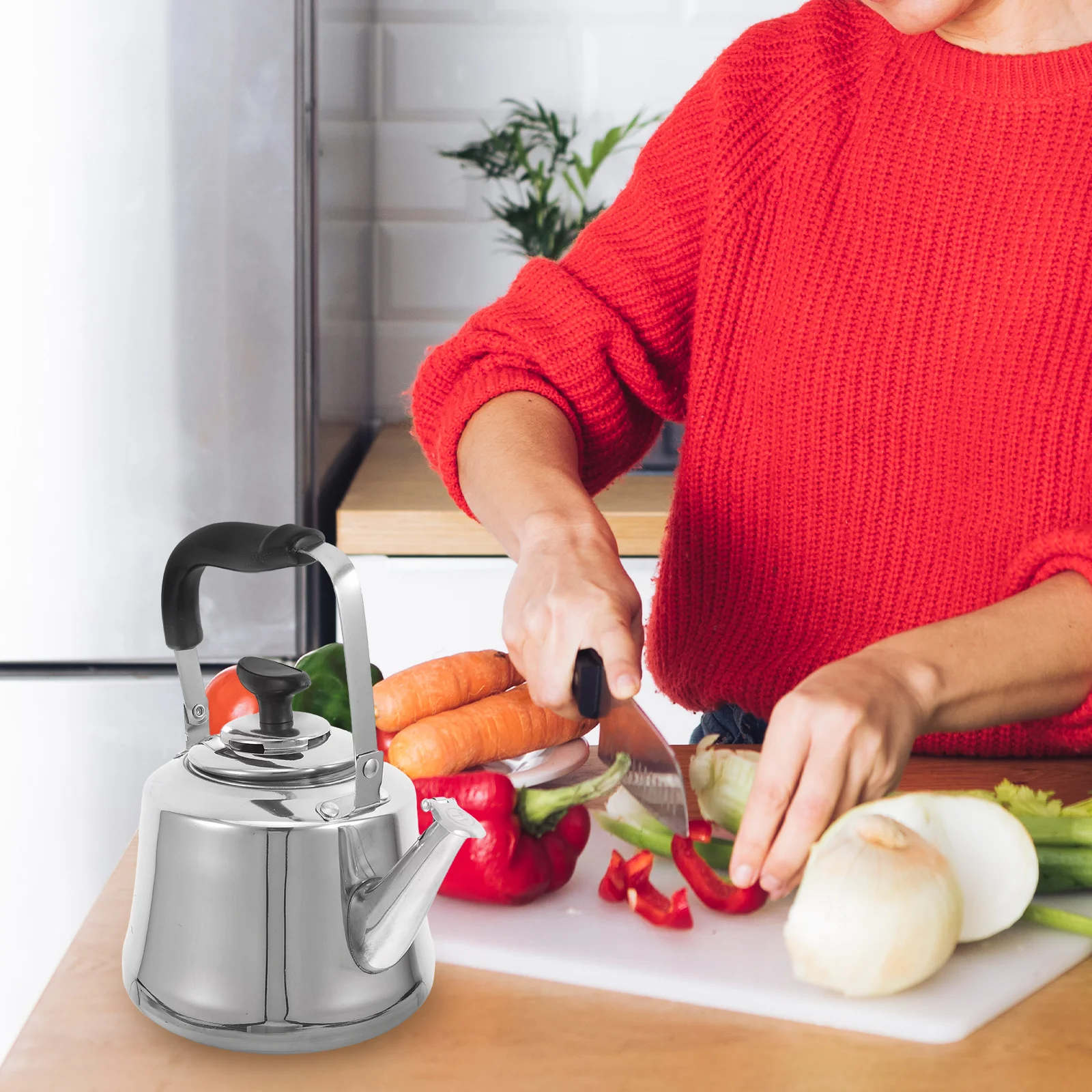 

Stainless Steel Kettle Boiling Water Pot Heat Resistant Portable Camping Kitchen Utensil for Induction