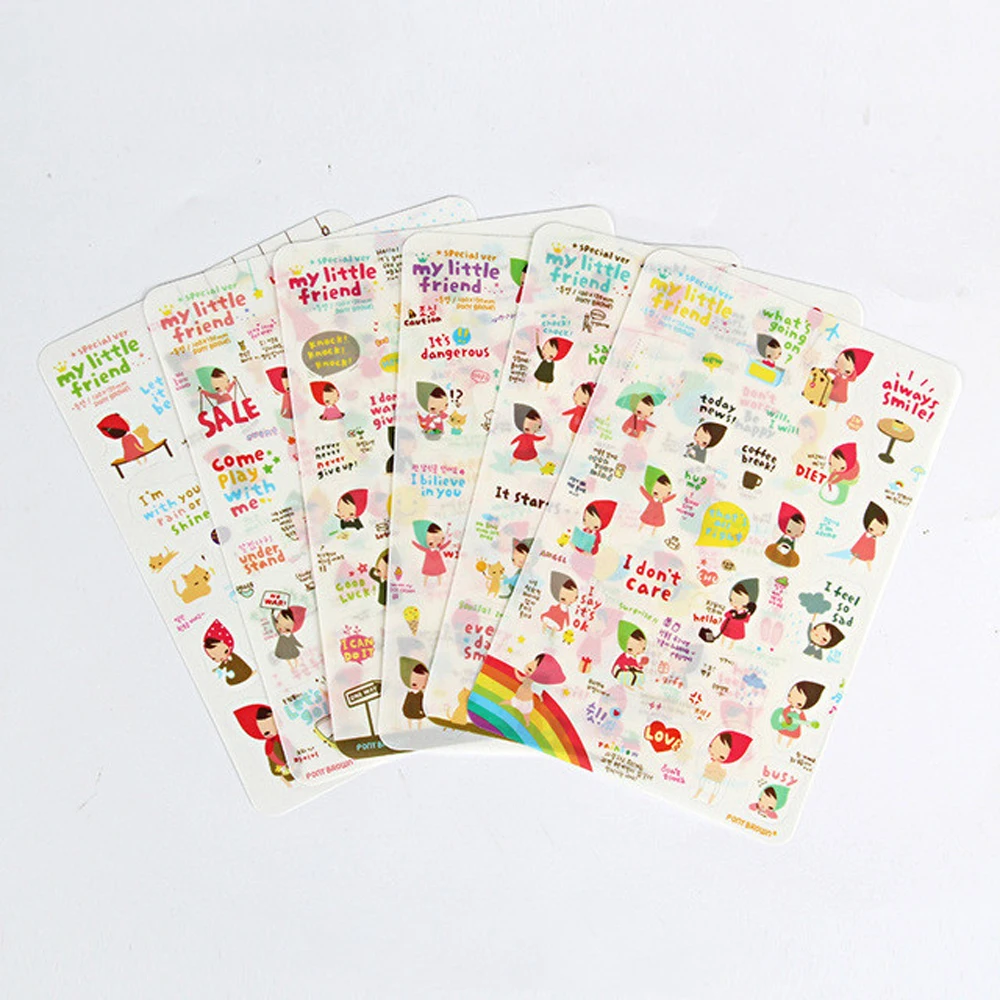 Kawaii Retro Planner Label Sticker Album Stick Scrapbooking Leuke Stickers Cartoon Sticker Decoratieve Stickers Dagboek Sticker