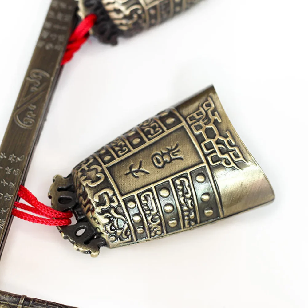 

Mini Double Layers Archaize Bronze Chime Handmade Ancient Chinese Folk Percussion Instrument Office Home Decoration