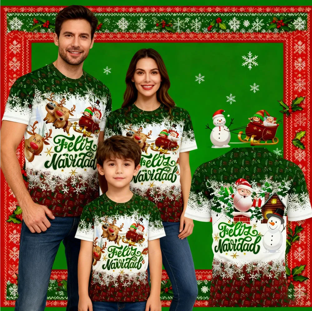 

-Мужская футболка с воротником в стиле ретро «Merry Christmas» — сублимационный принт для праздничного сезона 2025