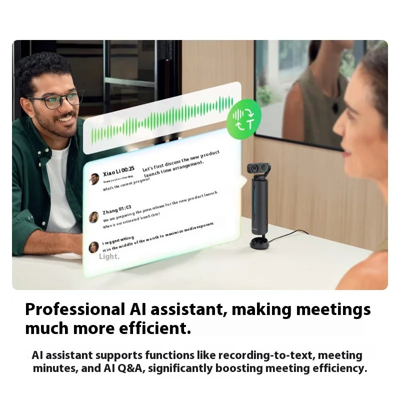 Insta360 Wave AI Omnidirectional Microphone & Speaker 360° 5-Meter Pickup Range Smart Noise Reduction Wireless Bluetooth Live