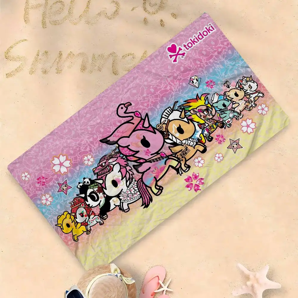 العلامة التجارية الشهيرة Kawaii T-Tokidoki ستوكات مطبوعة منشفة الشاطئ تسلق الجبال اليوغا الشاطئ السباحة تشغيل منشفة ناعمة ماصة #2