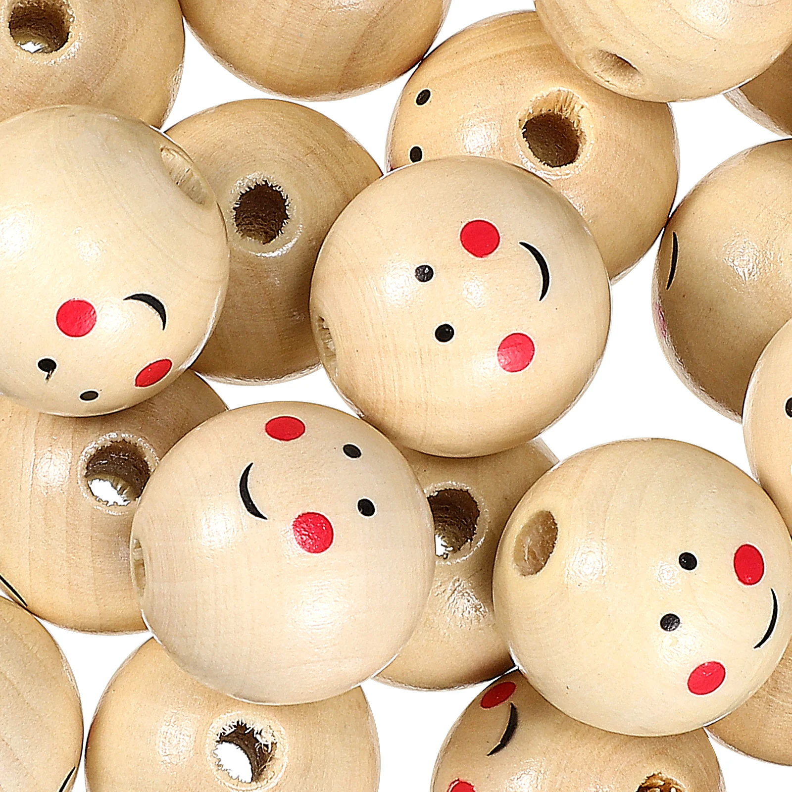 

100 Pcs Small-eyed Boy Head DIY Spacer Beads Jewelry Wood Necklace Men and Women Craft