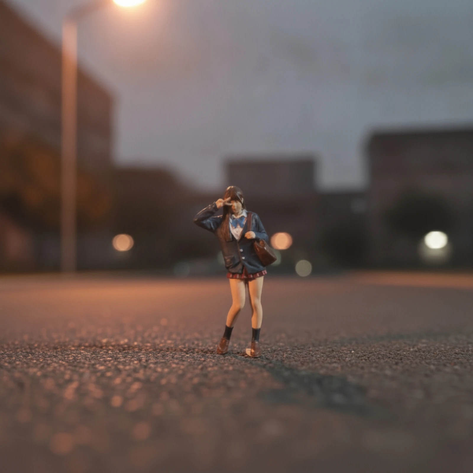 School Girl Miniature Compact 3D Printed Figurine for Hobbyists, Diorama, Model Scene