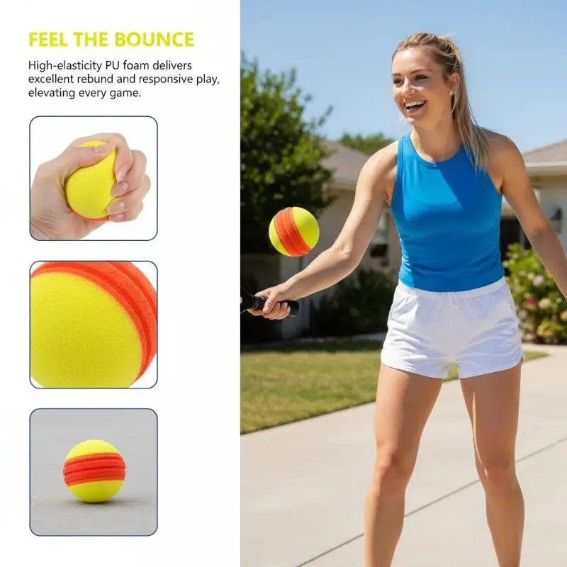 PU Foam Tennis Ball Soft Bounce Safe 3.5 Inch 1PC for Kids Indoor Training Recreational Sports Beginner Practice