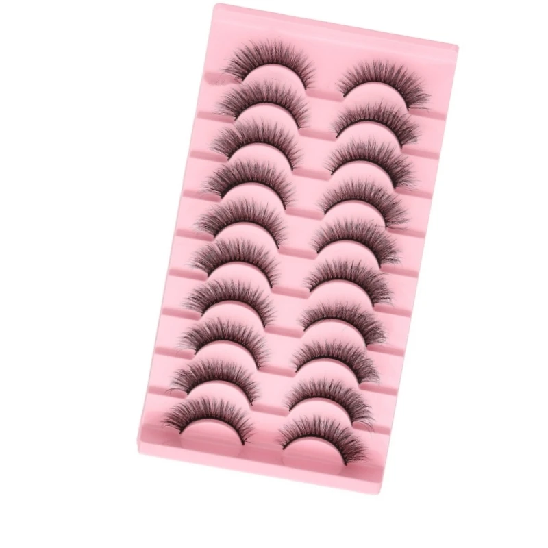 10 Pairs/Tray Natural and invisiable slim flexible soft fluffy false eyelashes extention with accept custom