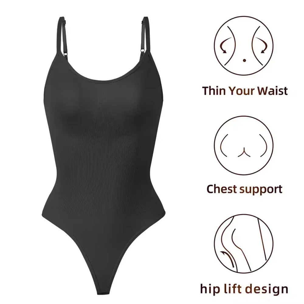 

Women Seamless Shapewear Bodysuit High Elastic Tummy Control Fitness Tank Top Straps Running Workout Suit Yoga Sport Shaper