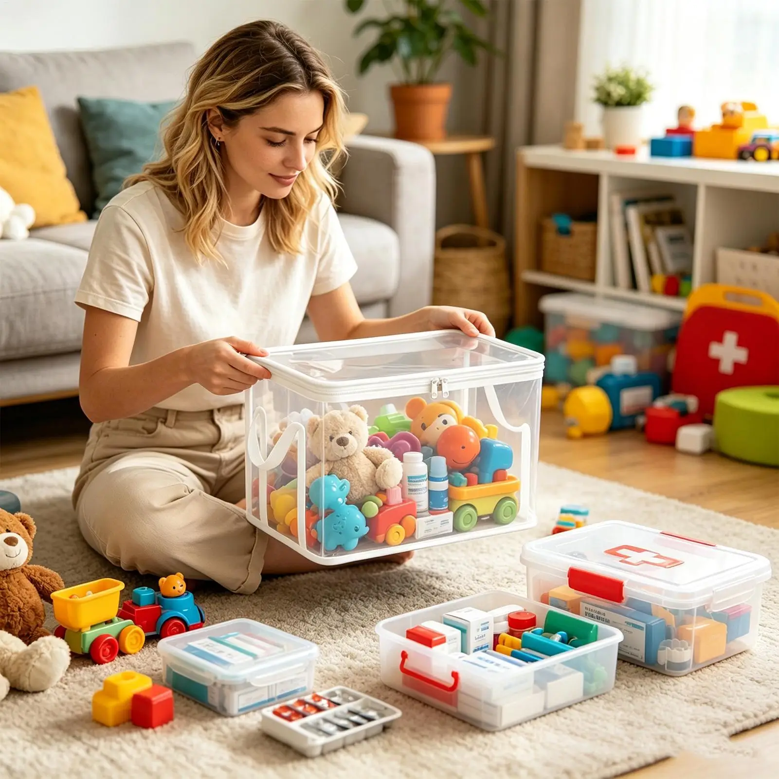 2 Stück 38x24x32cm PVC Spielzeug-Aufbewahrungsboxen Faltbare Spielzeugkiste für Kuscheltiere Plüschpuppen Organizer Multifunktionale Aufbewahrung – Detail 11