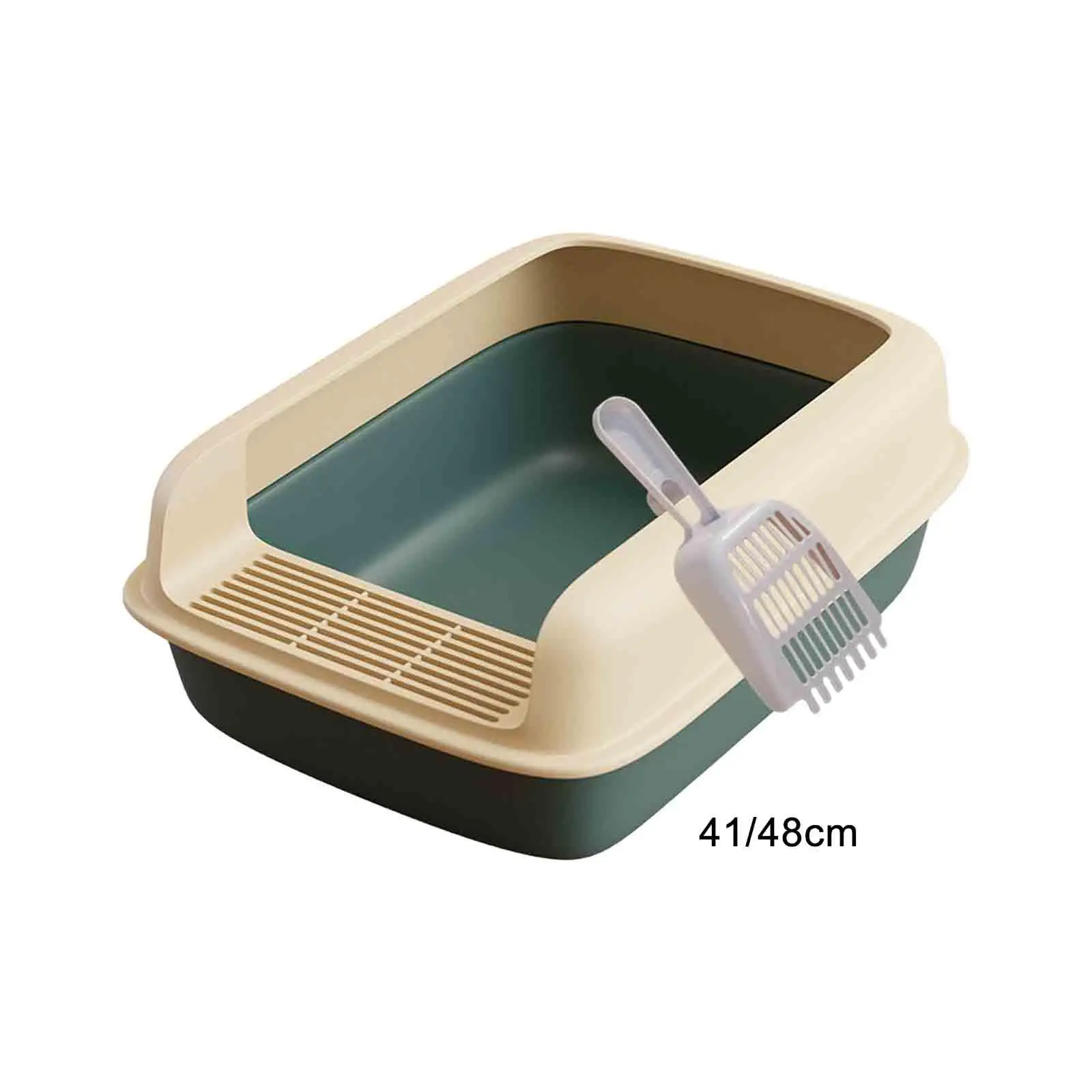 Fully Open Cats Litter Tray with High Side Anti Splashing Cats Potty Toilet Pet Litter Pan for Small Animals Kitty Pet Birthday