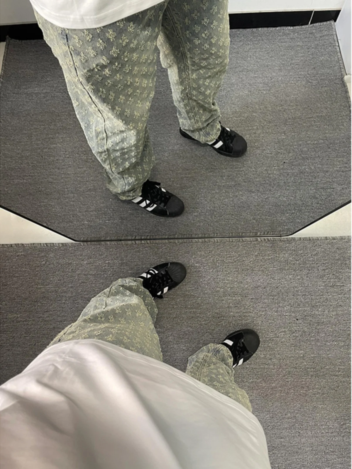 

Retro Blue Printed Embroidered Jeans Men's Summer American Hiphop Straight Leg 2024 New Advanced Feeling Pants