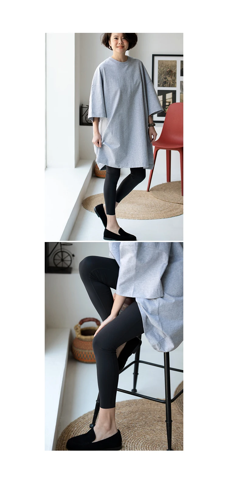 K17009 Comfortable Elastic Slim-Fit Leggings with Hidden Pockets and Wide Waistband for Tummy Control, Suitable for Women to Wear in All Seasons