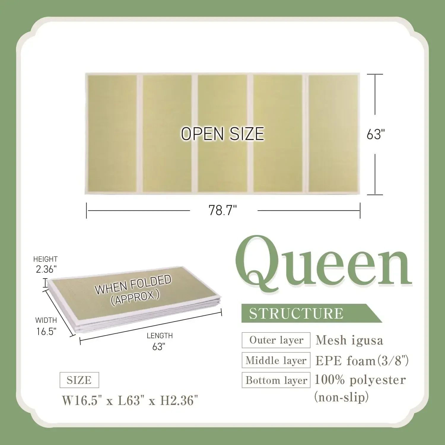 BestsellerJapanese Tatami Mat, Foldable Igusa Rush Grass Floor Mat Queen XL | Futon sleeping, meditation, yoga, zen-inspired roo