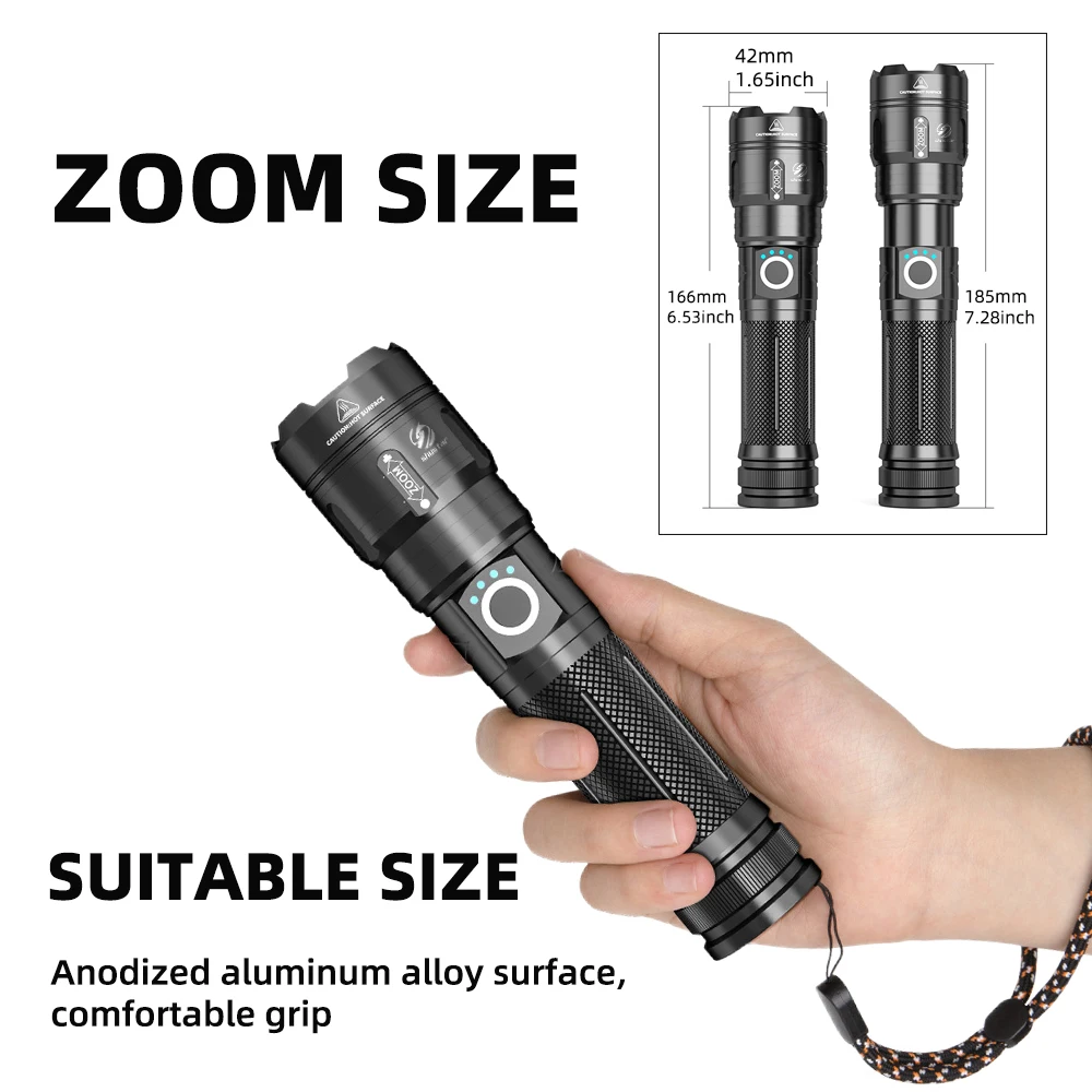Super Bright Led Flashlight XHP50.2 Lamp Beads With Power Bank Function Camping Powerful High Flashlights Portable Lighting