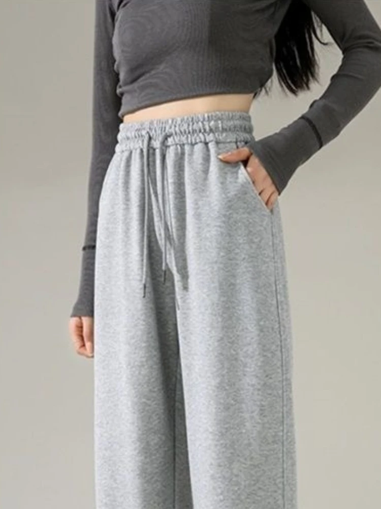 

Брюки-шаровары женские спортивные повседневные свободные универсальные с высокой талией простые шнурки для бега до щиколотки корейский стиль уличная одежда шикарная