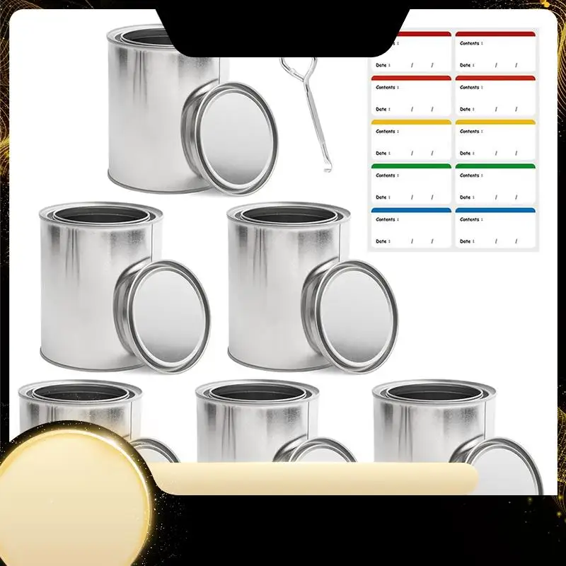 

Empty Paint Cans With Lids 1 Quart Paint Storage Containers 6 Pieces Metal Can Buckets For Preserving Paint With Bottle-X40A