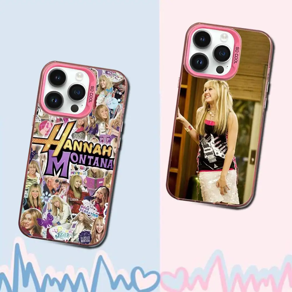 

H-Hannah M-Montana-ES Phone Case For iPhone 16,15,14,13,12,11,Mini,Pro,SE,MAX Pink Matte Silicone Cover
