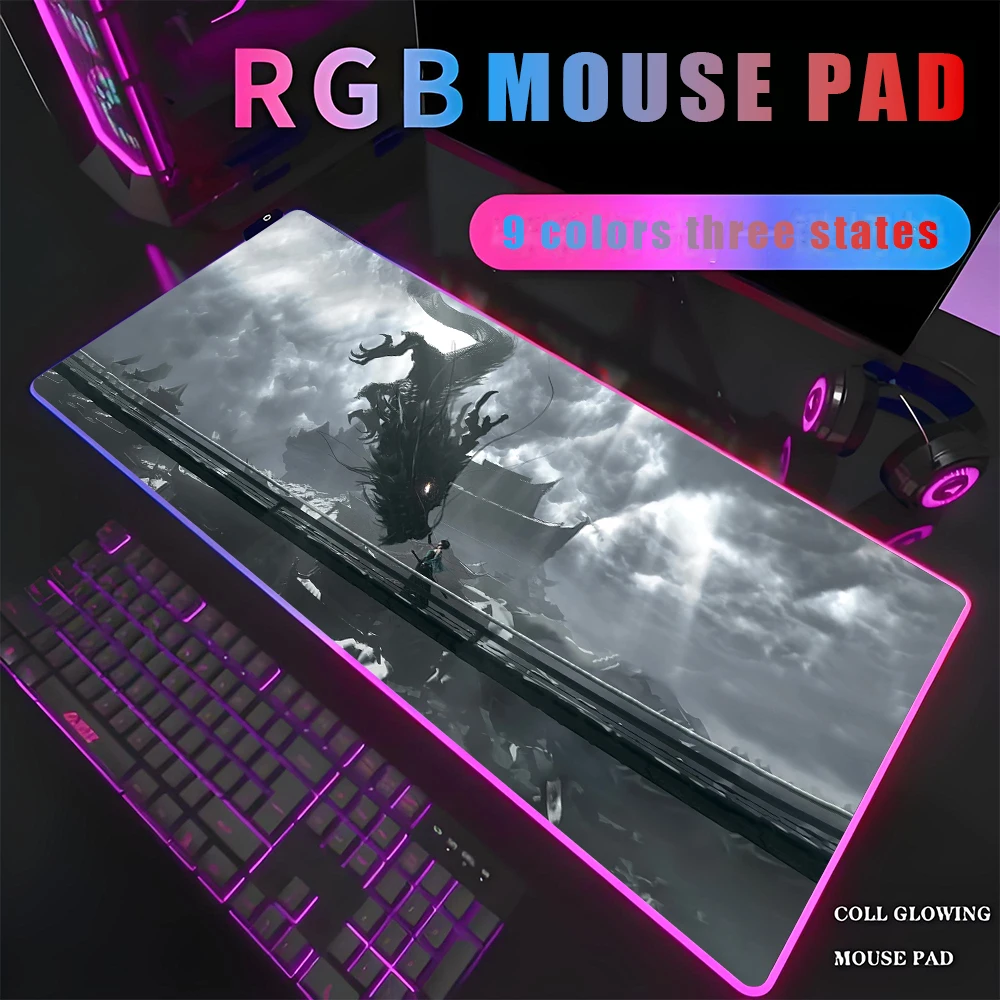 40x90cm Dragon Water proof LED Light Mousepad RGB Large Keyboard Computer Gamer Desk mat Mouse Mousepads Gaming room accessories