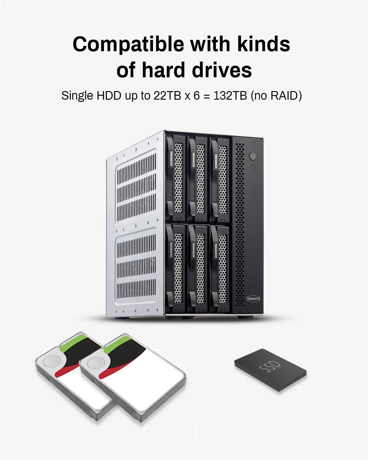 TERRAMASTER D6-320 External Hard Drive Enclosure USB 3.2 Gen2 10Gbps Type-C HDD Storage Hot Swappable Plug and Play (Diskless)