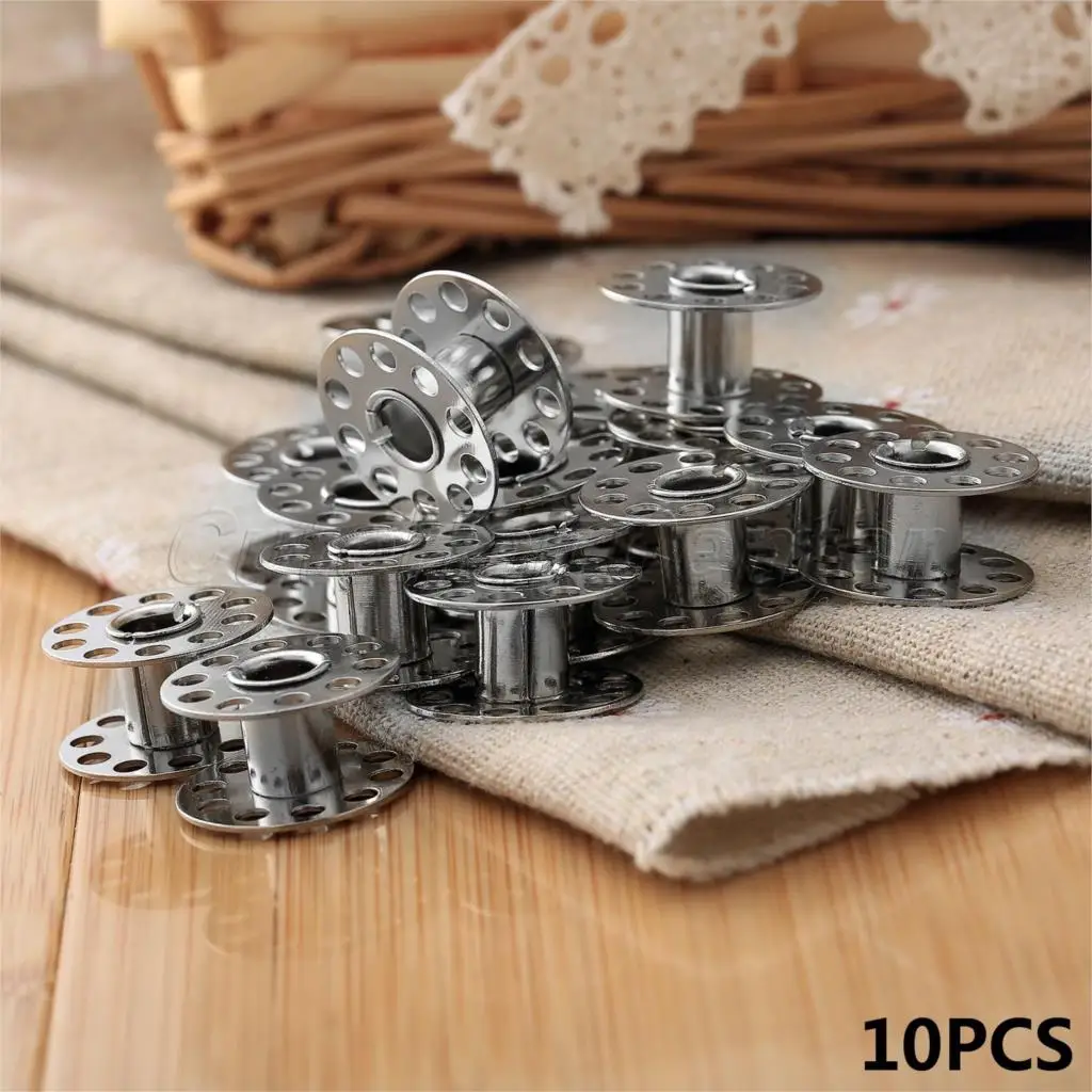 10Pcs/lot Stainless Steel Bobbins Spool Sewing Machine Parts Craft Tool Fit for Brother Janome Singer Hicello Sewing Supplies