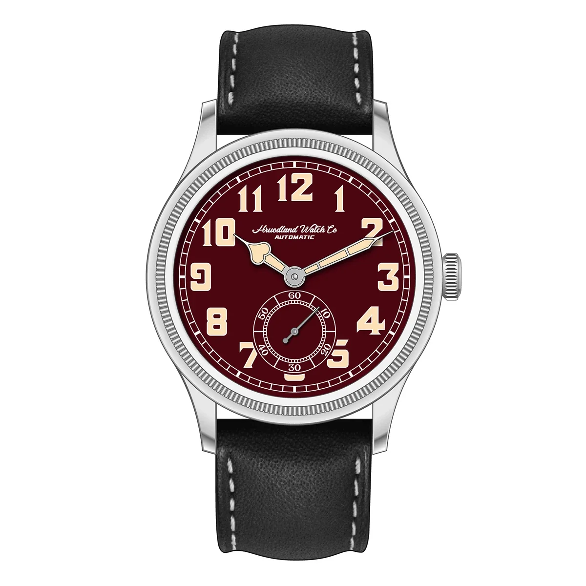 Hruodland 2025 ساعات رجالية كلاسيكية جديدة أوتوماتيكية ميكانيكية من الفولاذ المقاوم للصدأ مصنوعة من الجلد البني ساعة يد للغوص للرجال