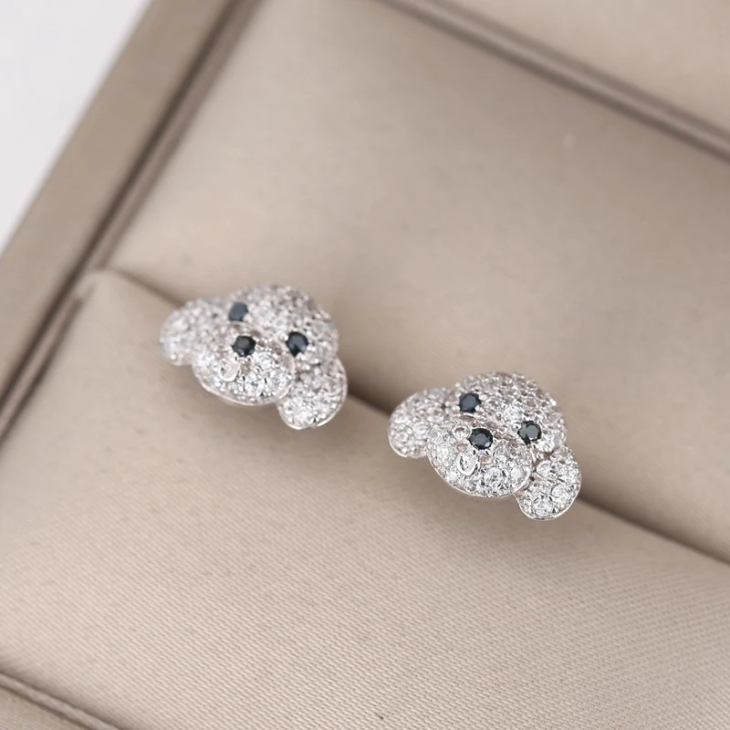 REETI 925 Sterling Silver Cute puppy Stud Earrings For Women  Trend Personality Lady Fashion Jewelry