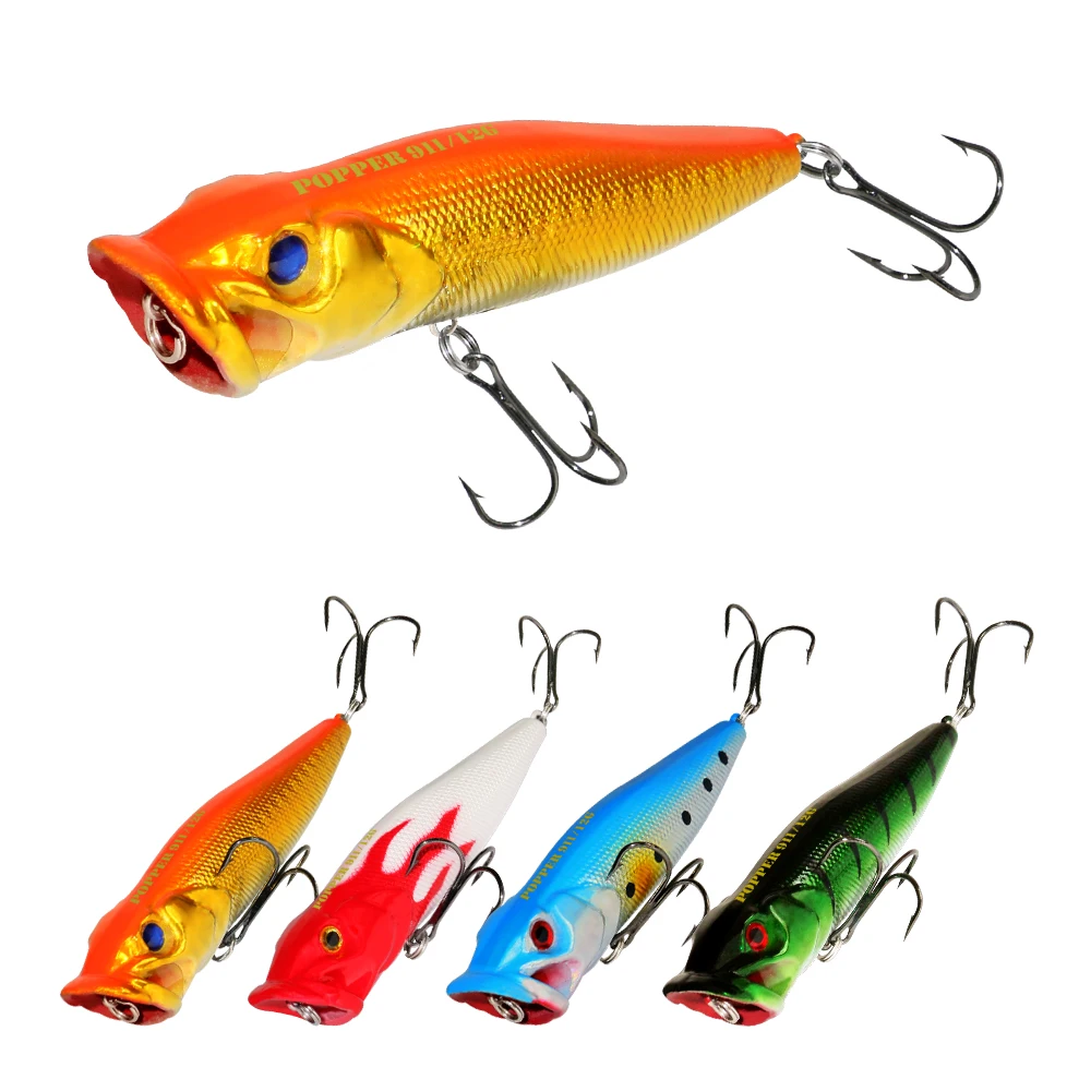 ILURE 1Pcs Fishing Lure Popper 12.5g93mm 3D Eyes Artificial Hard Bait Wobblers Floating Crankbait Topwater Rockfishing Tackle