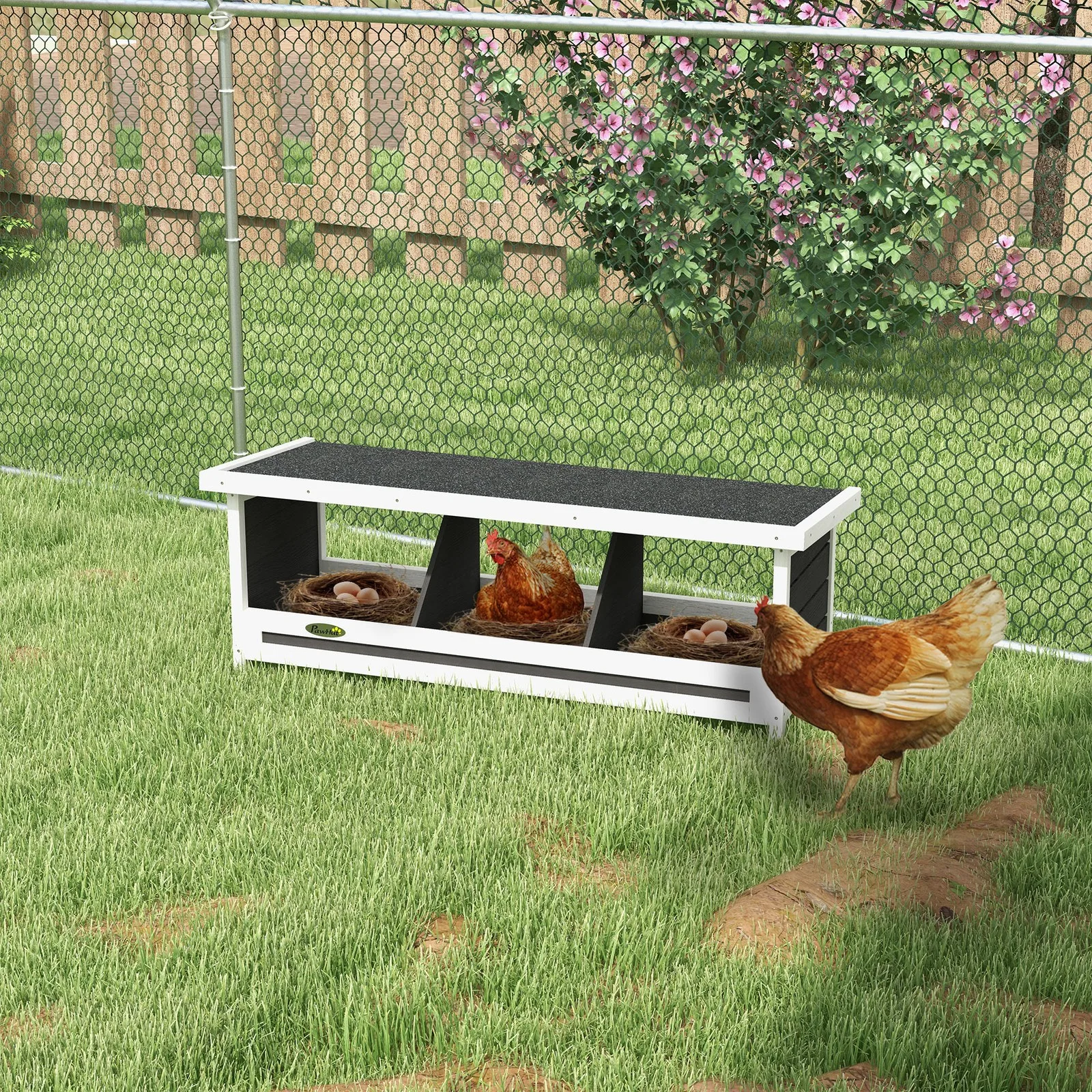

Wood Nesting Boxes for Up to 3 Chickens, with Asphalt Roof, Gray