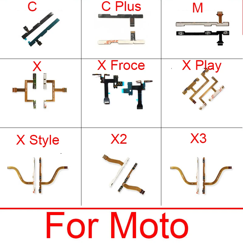 Volume Power Button Flex Cable For Motorola Moto M C Plus X2 X3 X Play X Style X Force Side Key Butoon Flex Ribbon Repair Parts