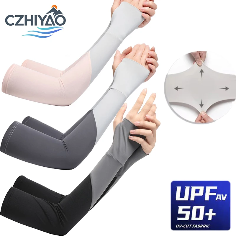 

CZHIYAO 1/2/3Pair Of Women'S UV Long Sunscreen Fingerless Gloves UPF 50+ Arm Sunscreen Ice Silk Sunscreen Driving Outdoor Gloves