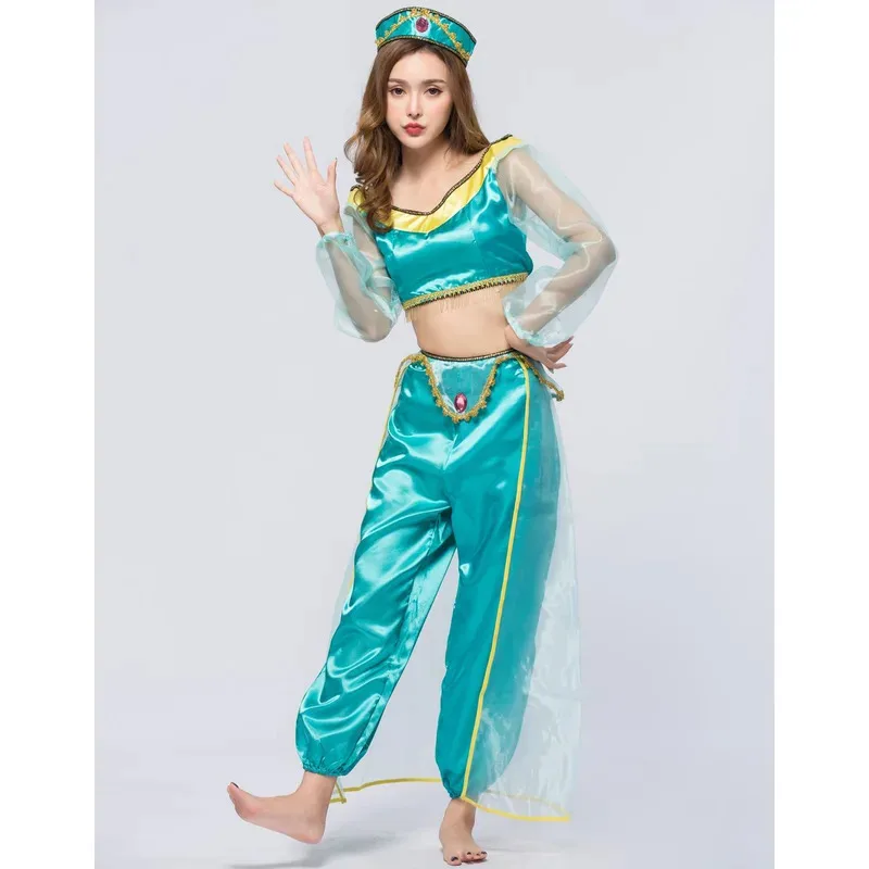 Princess Aladdin Cosplay Costume Anime Jasmine Latin Dance Dress Halloween Clothing Suit For Adult Women Role Play Stage Costume