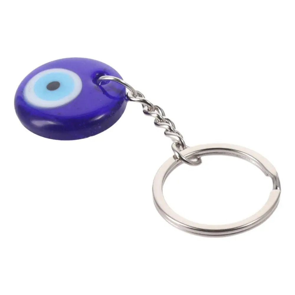 10pcs With Keyring Hanging Blue Evil Eye Glass Keychain Pendant Size: Approx. 1 Inch in Diameter Glass Keychain Charms Pendants