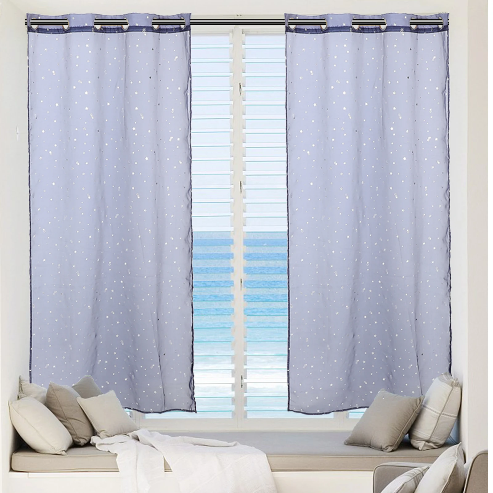 

Window Voile Curtain Navy Blue 100x200cm Sheer Curtains for Bedroom Living Room Elegant Sunlight Filtering Drapes
