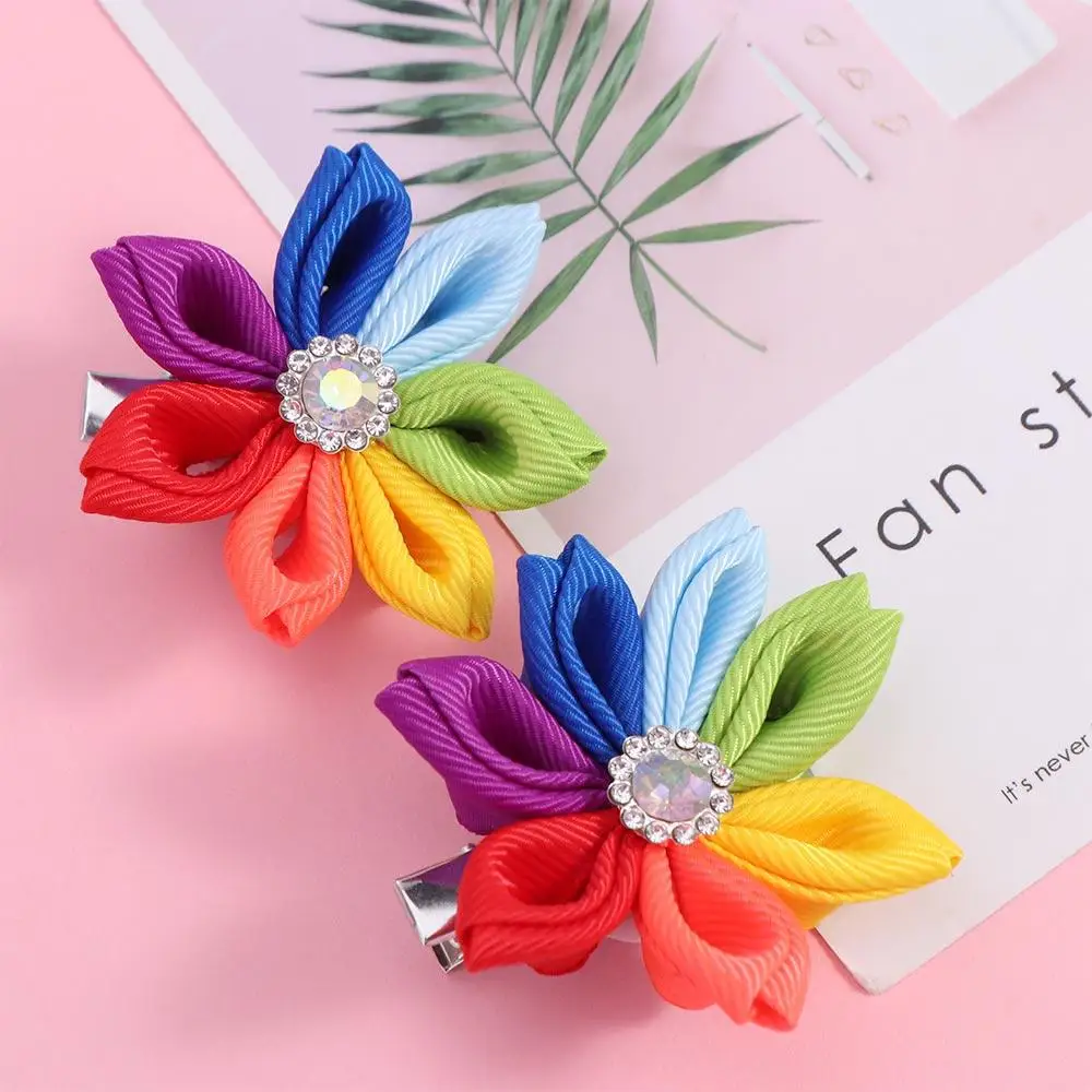 Birthday Gifts Elastic Rainbow Hair Clips Jumbo Large Unique Rainbow Hair Bow Ties Pride Day Not Harm Ribbon Hair Band Girls