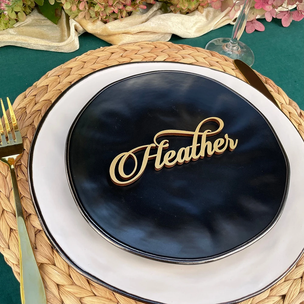 20Pcs Personalized Wooden Wedding Place Name Cards Custom Party Decoration Settings Guest Name Tags  Wooden Acrylic Label