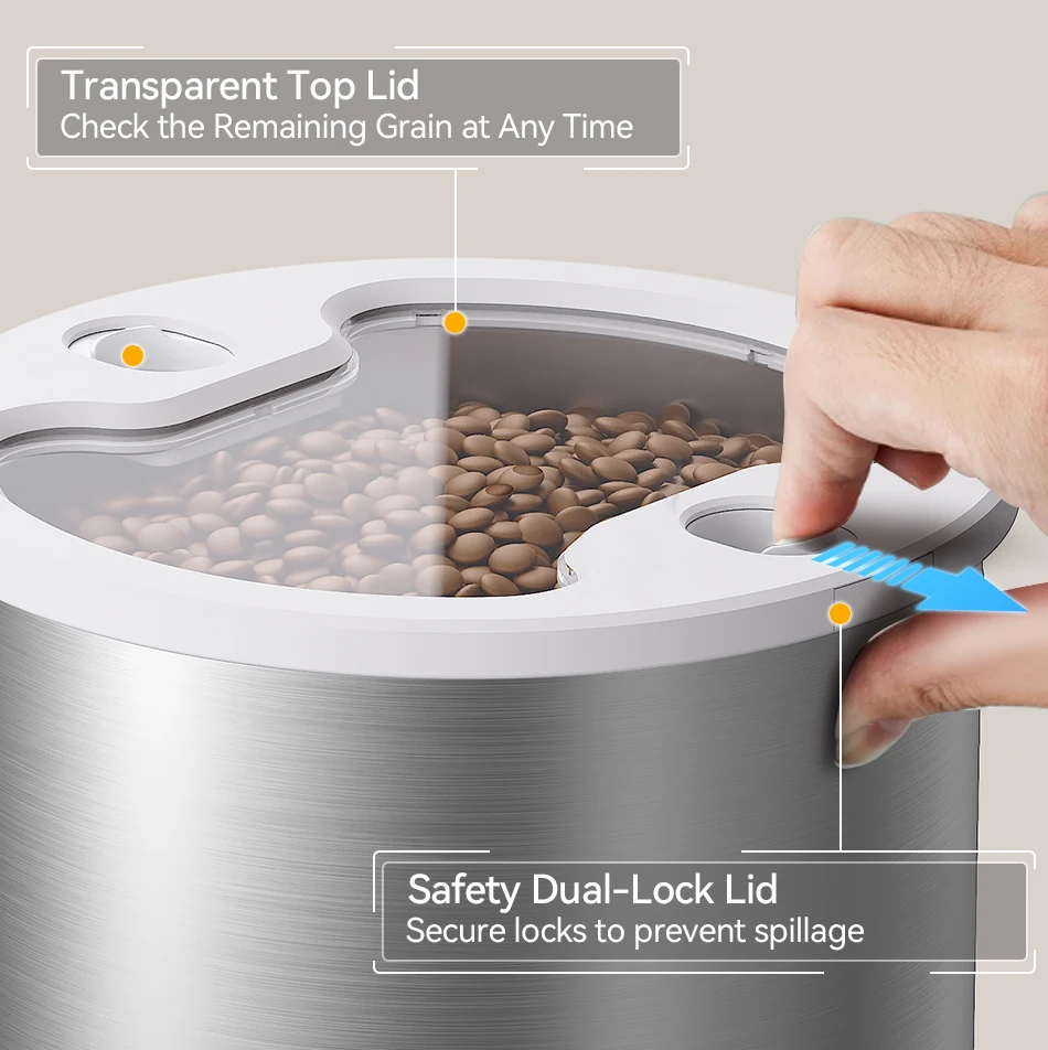 ROJECO 4,5 l automatischer Katzenfutterspender aus Edelstahl, WiFi-App, Fernbedienung, Sprachaufzeichnung, intelligenter Hundefutterspender, Heimtierbedarf – Detail 5