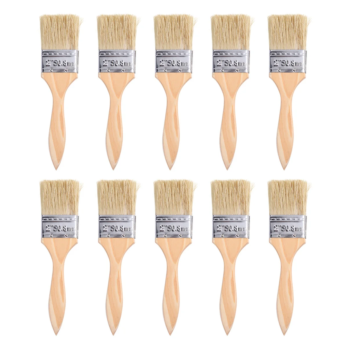 

10pcs Natural Bristle Chip Brushes For Paint Stain Glue Application Home Cleaning Tools Utility Painting Brushes