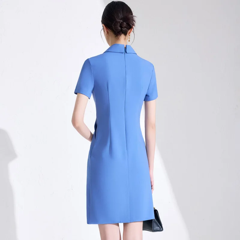 Professional Dress for Women with a Sense of Sophistication2025Summer Thin Workwear with Pockets for Beauty Salon and Jewelry St