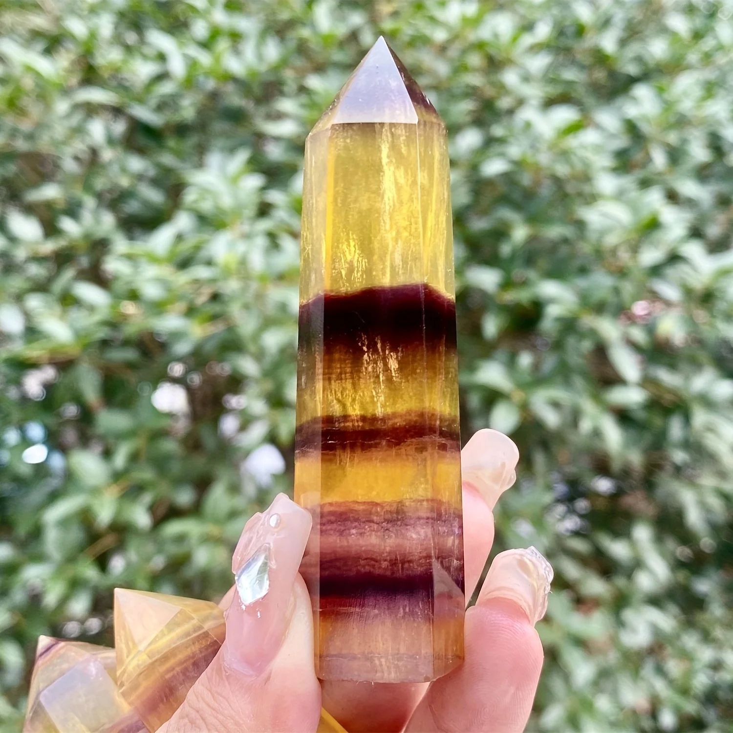 1PC Natural Yellow Fluorite Obelisk Pillars Towers Quartz Crystal for Home Office Garden Ghost Decoration Yoga Meditation Gift