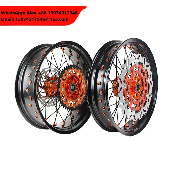 New Customized CNC Aluminum Alloy Motorcycle Wheels 3.5*17 Front 4.5*17 Rear Supermoto Rims Model EXC SXF