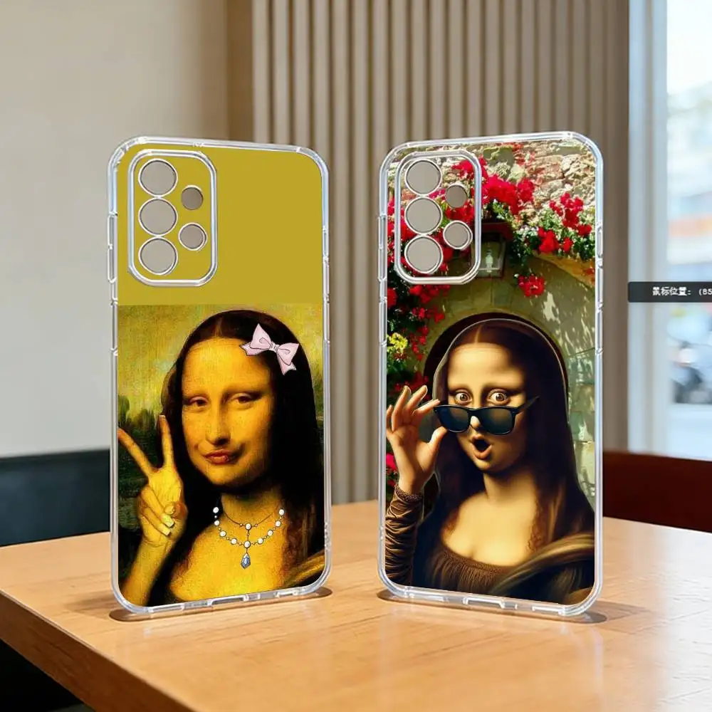 Funny Mona Lisa-a Phone Case Transparent Silicone Soft For Samsung S25,S24,S21,S22,S23,S30,Ultra,S20,Plus,Fe