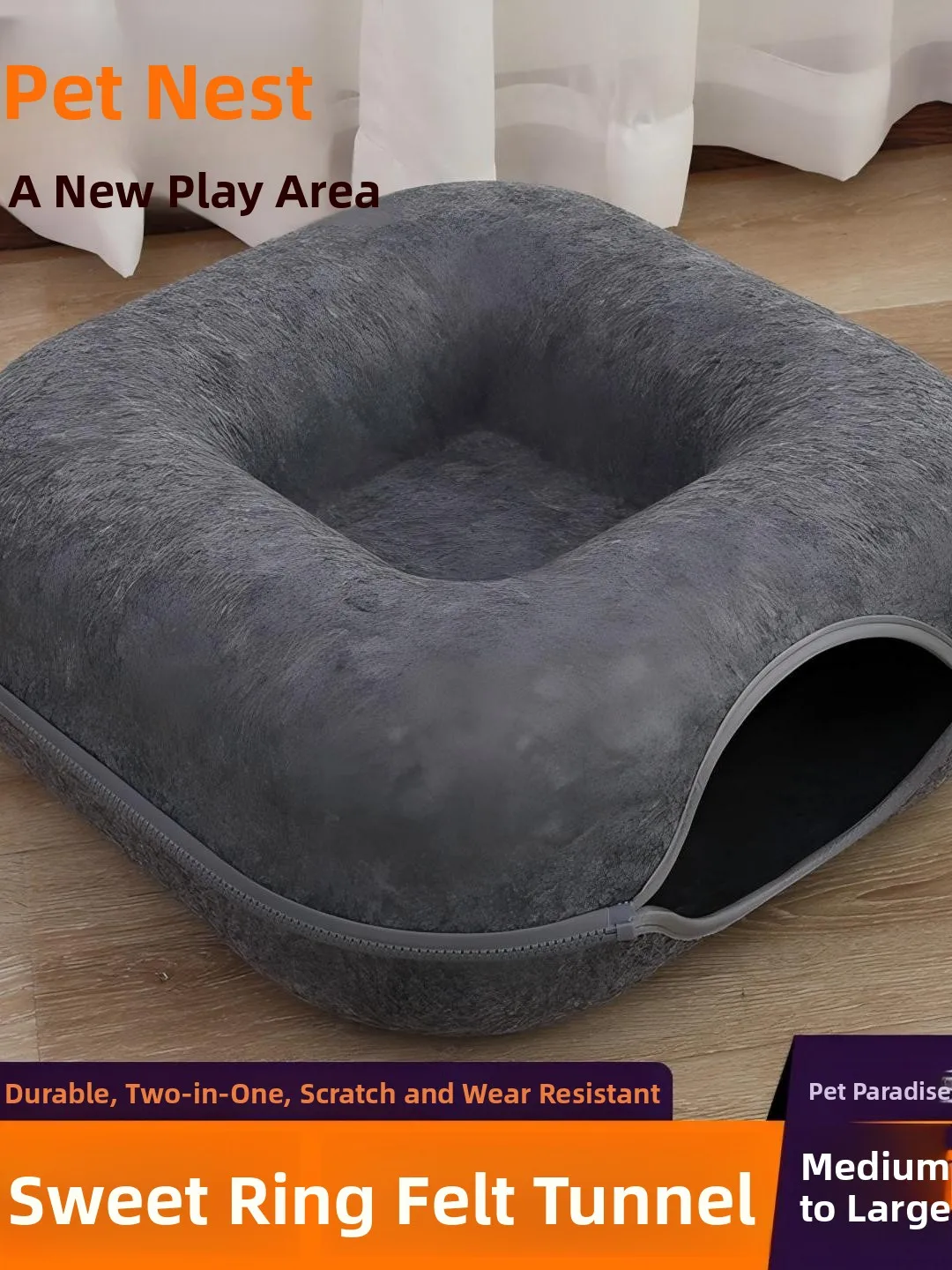 

Съемная моющаяся лежанка-тоннель для животных из войлока, полузакрытая, для всех сезонов, универсальный размер: средний, большой, маленький